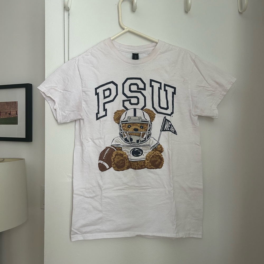 Gildan White PSU Teddy Bear Short Sleeve Tee